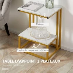 HOMCOM Table Basse Moderne Salon Table D'appoint Chambre Guéridon Bout De Canapé Design Structure Acier Doré Plateau étagère Aspect Marbre Blanc 11 HOMCOM Table Basse Moderne Salon Table D'appoint Chambre Guéridon Bout De Canapé Design Structure Acier Doré Plateau étagère Aspect Marbre Blanc -France HOMCOM Soldes 2022 36988623 5