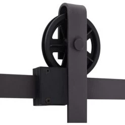 HOMCOM Kit De Porte Coulissante Système Galandage Pour Porte épaisseur 35-45 Ou 40-45 Mm Longueur Rail 1,83 M Charge Max. 100 Kg Acier Brun -France HOMCOM Soldes 2022 37010513 5