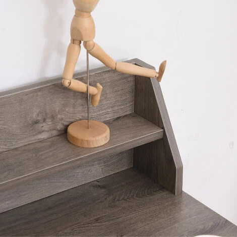 HOMCOM Bureau Secrétaire Style Industriel Dim. 106L X 53l X 95H Cm Tiroir, Compartiment, 3 étagères Châssis Métal Noir Plateau Aspect Bois Gris - Gris 7 HOMCOM Bureau Secrétaire Style Industriel Dim. 106L X 53l X 95H Cm Tiroir, Compartiment, 3 étagères Châssis Métal Noir Plateau Aspect Bois Gris - Gris – Image 5