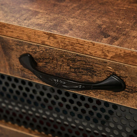 HOMCOM Table Basse Rectangulaire Style Industriel Niche Tiroir Coulissant Métal Noir Panneaux Particules Aspect Vieux Bois Veinage - Marron 7 HOMCOM Table Basse Rectangulaire Style Industriel Niche Tiroir Coulissant Métal Noir Panneaux Particules Aspect Vieux Bois Veinage - Marron – Image 5