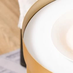 HOMCOM Tables Gigognes Lot De 2 Tables Basses Rondes Design Style Art Déco Ø 39 Et Ø 30 Cm Métal Doré MDF Blanc Et Noir - Doré -France HOMCOM Soldes 2022 37149201 4