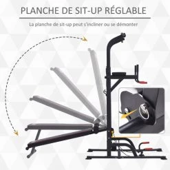 HOMCOM Station De Musculation Fitness Entrainement Complet - Barre De Traction, à Dips, Banc De Musculation Pliable, Poignées Push-up, Bandes Résistance - Acier Noir Rouge 11 HOMCOM Station De Musculation Fitness Entrainement Complet - Barre De Traction, à Dips, Banc De Musculation Pliable, Poignées Push-up, Bandes Résistance - Acier Noir Rouge -France HOMCOM Soldes 2022 37158563 5