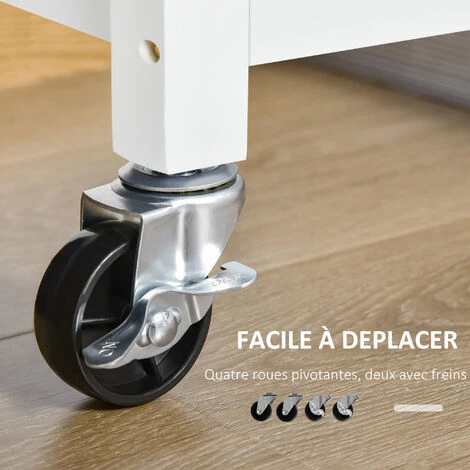 HOMCOM Desserte De Cuisine Multi-rangements - Dim. 108L X 45l X 89H Cm - Poignées Métal MDF Blanc Plateau Bois Hévéa 7 HOMCOM Desserte De Cuisine Multi-rangements - Dim. 108L X 45l X 89H Cm - Poignées Métal MDF Blanc Plateau Bois Hévéa – Image 5