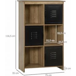 HOMCOM Bibliothèque Design Industriel - Meuble De Rangement 3 Niches 3 Casiers - Panneaux Particules Aspect Bois Veinage Portes Métal Noir - Marron 9 HOMCOM Bibliothèque Design Industriel - Meuble De Rangement 3 Niches 3 Casiers - Panneaux Particules Aspect Bois Veinage Portes Métal Noir - Marron -France HOMCOM Soldes 2022 37281396 3