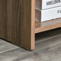 HOMCOM Buffet Design Industriel - Meuble De Rangement 3 Niches Placard - Panneaux Particules Aspect Bois Veinage Porte Métal Noir - Marron -France HOMCOM Soldes 2022 37281401 4