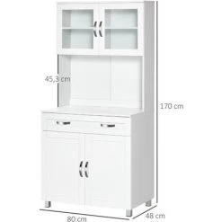 HOMCOM Armoire De Cuisine Contemporaine Multi-rangement 2 Placards Portes Grand Tiroir Coulissant Panneaux MDF Blanc - Blanc 8 HOMCOM Armoire De Cuisine Contemporaine Multi-rangement 2 Placards Portes Grand Tiroir Coulissant Panneaux MDF Blanc - Blanc -France HOMCOM Soldes 2022 37330550 3