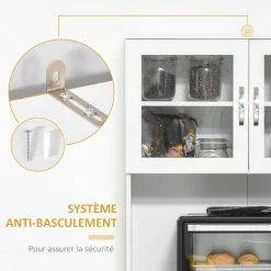 HOMCOM Armoire De Cuisine Contemporaine Multi-rangement 2 Placards Portes Grand Tiroir Coulissant Panneaux MDF Blanc - Blanc 10 HOMCOM Armoire De Cuisine Contemporaine Multi-rangement 2 Placards Portes Grand Tiroir Coulissant Panneaux MDF Blanc - Blanc -France HOMCOM Soldes 2022 37330550 5