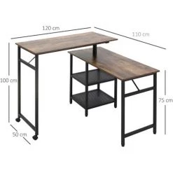 HOMCOM Bureau Informatique Design Industriel Modulable Bureau D'angle 2 étagères Aspect Vieux Bois Métal Noir - Marron 9 HOMCOM Bureau Informatique Design Industriel Modulable Bureau D'angle 2 étagères Aspect Vieux Bois Métal Noir - Marron -France HOMCOM Soldes 2022 37330573 3