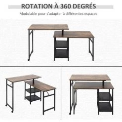 HOMCOM Bureau Informatique Design Industriel Modulable Bureau D'angle 2 étagères Aspect Vieux Bois Métal Noir - Marron 11 HOMCOM Bureau Informatique Design Industriel Modulable Bureau D'angle 2 étagères Aspect Vieux Bois Métal Noir - Marron -France HOMCOM Soldes 2022 37330573 5