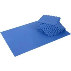 HOMCOM Tapis En Mousse De Protection Sol Tapis De Fitness 62 Cm X 62 Cm X 1 Cm Avec Bordures Tapis Puzzle 25 Pièces 9,3 M² De Surface Bleu