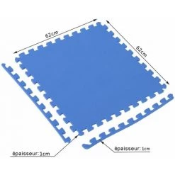 HOMCOM Tapis En Mousse De Protection Sol Tapis De Fitness 62 Cm X 62 Cm X 1 Cm Avec Bordures Tapis Puzzle 25 Pièces 9,3 M² De Surface Bleu -France HOMCOM Soldes 2022 3738170 3