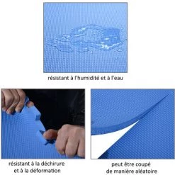 HOMCOM Tapis En Mousse De Protection Sol Tapis De Fitness 62 Cm X 62 Cm X 1 Cm Avec Bordures Tapis Puzzle 25 Pièces 9,3 M² De Surface Bleu -France HOMCOM Soldes 2022 3738170 4