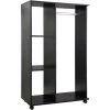 HOMCOM Armoire Penderie Armoire De Rangement Mobile Panneaux De Particules Noir - Noir