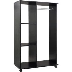 HOMCOM Armoire Penderie Armoire De Rangement Mobile Panneaux De Particules Noir - Noir