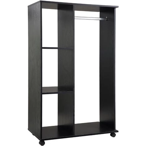 HOMCOM Armoire Penderie Armoire De Rangement Mobile Panneaux De Particules Noir - Noir 3 HOMCOM Armoire Penderie Armoire De Rangement Mobile Panneaux De Particules Noir - Noir