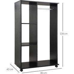 HOMCOM Armoire Penderie Armoire De Rangement Mobile Panneaux De Particules Noir - Noir 9 HOMCOM Armoire Penderie Armoire De Rangement Mobile Panneaux De Particules Noir - Noir -France HOMCOM Soldes 2022 37769075 3