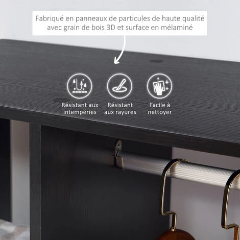 HOMCOM Armoire Penderie Armoire De Rangement Mobile Panneaux De Particules Noir - Noir 7 HOMCOM Armoire Penderie Armoire De Rangement Mobile Panneaux De Particules Noir - Noir – Image 5