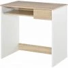 HOMCOM Bureau Secrétaire Tablette Clavier Tiroir Coulissant Panneaux Aspect Chêne Clair Blanc -France HOMCOM Soldes 2022 37769082 1