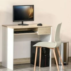 HOMCOM Bureau Secrétaire Tablette Clavier Tiroir Coulissant Panneaux Aspect Chêne Clair Blanc 8 HOMCOM Bureau Secrétaire Tablette Clavier Tiroir Coulissant Panneaux Aspect Chêne Clair Blanc -France HOMCOM Soldes 2022 37769082 2