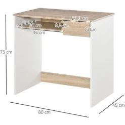 HOMCOM Bureau Secrétaire Tablette Clavier Tiroir Coulissant Panneaux Aspect Chêne Clair Blanc 9 HOMCOM Bureau Secrétaire Tablette Clavier Tiroir Coulissant Panneaux Aspect Chêne Clair Blanc -France HOMCOM Soldes 2022 37769082 3