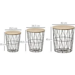 HOMCOM Lot De 3 Tables Basses Gigognes Tables D'appoint Rondes Encastrables Style Néo-rétro Bicolore Structure Métal Noir Plateau MDF Coloris Hêtre - Noir 9 HOMCOM Lot De 3 Tables Basses Gigognes Tables D'appoint Rondes Encastrables Style Néo-rétro Bicolore Structure Métal Noir Plateau MDF Coloris Hêtre - Noir -France HOMCOM Soldes 2022 37769111 3