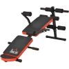 HOMCOM Banc De Musculation Pliable Hauteur Réglable Dim. 148L X 58l X 52-65H Cm Avec Poignées Acier PU Rouge Noir