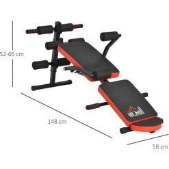 HOMCOM Banc De Musculation Pliable Hauteur Réglable Dim. 148L X 58l X 52-65H Cm Avec Poignées Acier PU Rouge Noir 9 HOMCOM Banc De Musculation Pliable Hauteur Réglable Dim. 148L X 58l X 52-65H Cm Avec Poignées Acier PU Rouge Noir -France HOMCOM Soldes 2022 37769132 3