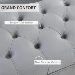 HOMCOM Banc Banquette Capitonnée Style Classique Chic Dim. 118L X 45l X 42H Cm Piètement Métal Doré Velours Gris Clair 10 HOMCOM Banc Banquette Capitonnée Style Classique Chic Dim. 118L X 45l X 42H Cm Piètement Métal Doré Velours Gris Clair -France HOMCOM Soldes 2022 37823246 4