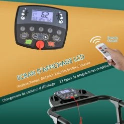 HOMCOM Tapis De Course électrique Pliable Programmable 10 Km/h Max. écran LCD Multifonction Noir - Noir -France HOMCOM Soldes 2022 37823488 5
