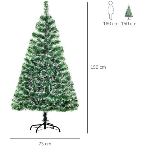 HOMCOM Sapin De Noël Artificiel Aspect Enneigé Ø 75 X 150H Cm 416 Branches épines Imitation Nordmann Grand Réalisme - Vert 5 HOMCOM Sapin De Noël Artificiel Aspect Enneigé Ø 75 X 150H Cm 416 Branches épines Imitation Nordmann Grand Réalisme - Vert – Image 3