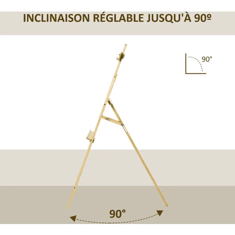 HOMCOM Chevalet D'artiste Sur Pieds Pliable Dim. 51,5L X 71,5l X 134,5H Cm Inclinaison Réglable 90° Max. Bois De Pin Autoclave - Vert 7 HOMCOM Chevalet D'artiste Sur Pieds Pliable Dim. 51,5L X 71,5l X 134,5H Cm Inclinaison Réglable 90° Max. Bois De Pin Autoclave - Vert – Image 5