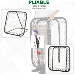 HOMCOM Filet De Rebond De Football Pliable - Inclinaison Réglable 5 Positions - Dim. 84L X 78l X 78H Cm - Piquets D'ancrage Inclus Filet PE Blanc Métal époxy Noir - Noir -France HOMCOM Soldes 2022 37865180 4