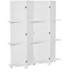 HOMCOM Paravent Intérieur 4 Panneaux 3 étagères Pliables Séparateur De Pièce Portes Persiennes Bois De Paulownia Blanc - Blanc