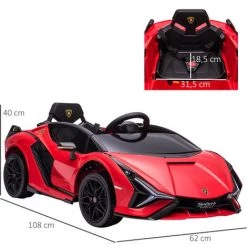 HOMCOM Voiture électrique Enfants De Sport Supercar 12 V - V. Max. 8 Km/h Effets Sonores + Lumineux Rouge -France HOMCOM Soldes 2022 37948908 3