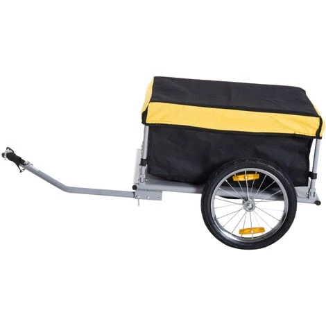HOMCOM Remorque De Transport Vélo Cargo Barre D'attelage Incluse Housse Amovible 4 Réflecteurs Charge Max. 40 Kg Noir Jaune - Noir Jaune 5 HOMCOM Remorque De Transport Vélo Cargo Barre D'attelage Incluse Housse Amovible 4 Réflecteurs Charge Max. 40 Kg Noir Jaune - Noir Jaune â Image 4
