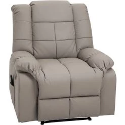 HOMCOM Fauteuil Luxe De Relaxation Et Massage Inclinaison Dossier Repose-pied Réglable Revêtement Synthétique Gris