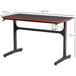 HOMCOM Bureau Gaming Racing Bureau Gamer Bureau Informatique Bracket Supports Casque Porte-gobelet Métal Plateau MDF Texture Carbone Rouge Noir - Rouge 9 HOMCOM Bureau Gaming Racing Bureau Gamer Bureau Informatique Bracket Supports Casque Porte-gobelet Métal Plateau MDF Texture Carbone Rouge Noir - Rouge -France HOMCOM Soldes 2022 38154186 3
