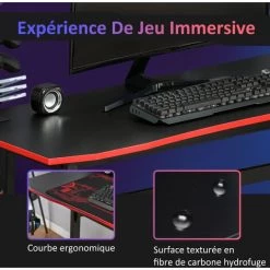 HOMCOM Bureau Gaming Racing Bureau Gamer Bureau Informatique Bracket Supports Casque Porte-gobelet Métal Plateau MDF Texture Carbone Rouge Noir - Rouge 11 HOMCOM Bureau Gaming Racing Bureau Gamer Bureau Informatique Bracket Supports Casque Porte-gobelet Métal Plateau MDF Texture Carbone Rouge Noir - Rouge -France HOMCOM Soldes 2022 38154186 5
