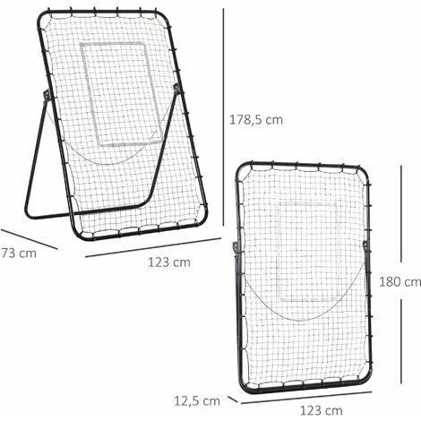 HOMCOM Filet De Rebond De Football Pliable - Inclinaison Réglable 4 Positions Hauteur Réglable - Cible, Piquets D'ancrage Inclus - Filet PE Métal époxy Noir - Noir 5 HOMCOM Filet De Rebond De Football Pliable - Inclinaison Réglable 4 Positions Hauteur Réglable - Cible, Piquets D'ancrage Inclus - Filet PE Métal époxy Noir - Noir – Image 3
