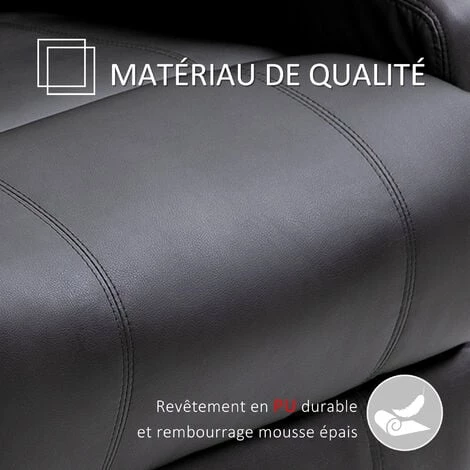 HOMCOM Fauteuil Luxe De Relaxation Et Massage Inclinaison Dossier Repose-pied Réglable Revêtement Synthétique Noir 5 HOMCOM Fauteuil Luxe De Relaxation Et Massage Inclinaison Dossier Repose-pied Réglable Revêtement Synthétique Noir – Image 3