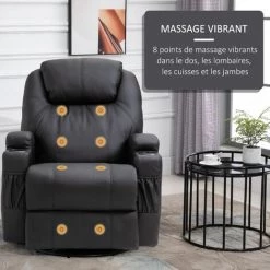 HOMCOM Fauteuil Luxe De Relaxation Et Massage Inclinaison Dossier Repose-pied Réglable Revêtement Synthétique Noir 11 HOMCOM Fauteuil Luxe De Relaxation Et Massage Inclinaison Dossier Repose-pied Réglable Revêtement Synthétique Noir -France HOMCOM Soldes 2022 38231585 5
