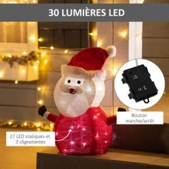 HOMCOM Père Noël Lumineux LED 51H Cm - Décoration De Noël LED - Décoration Lumineuse De Noël - 30 LEDs 3 Clignotantes - Blanc Froid 11 HOMCOM Père Noël Lumineux LED 51H Cm - Décoration De Noël LED - Décoration Lumineuse De Noël - 30 LEDs 3 Clignotantes - Blanc Froid -France HOMCOM Soldes 2022 38387170 5