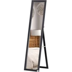 HOMCOM Miroir Sur Pied Et Mural Rectangulaire Dim. 37L X 48l X 152H Cm Noir - Noir