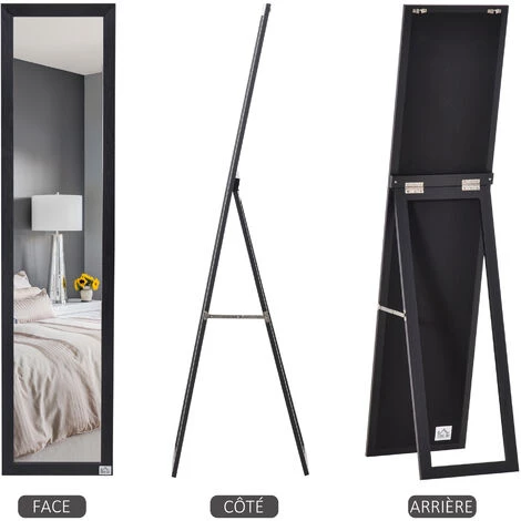 HOMCOM Miroir Sur Pied Et Mural Rectangulaire Dim. 37L X 48l X 152H Cm Noir - Noir 7 HOMCOM Miroir Sur Pied Et Mural Rectangulaire Dim. 37L X 48l X 152H Cm Noir - Noir – Image 5