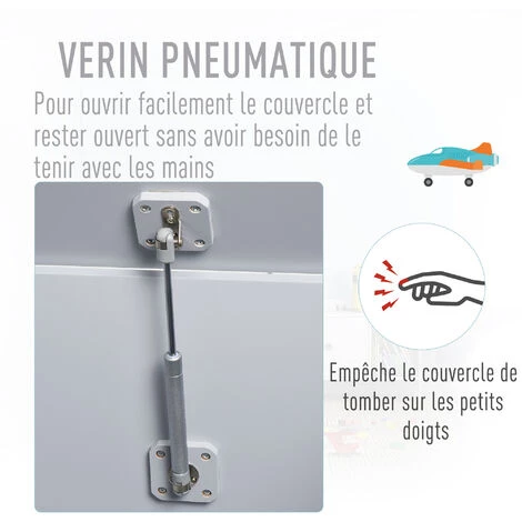 HOMCOM HOMCOM Coffre Malle De Rangement Coffre à Jouets Dim. 60L X 40l X 48H Cm Vérin Pneumatique MDF Gris 6 HOMCOM HOMCOM Coffre Malle De Rangement Coffre à Jouets Dim. 60L X 40l X 48H Cm Vérin Pneumatique MDF Gris – Image 4