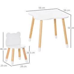 HOMCOM Ensemble Table Et Chaises Enfant Design Scandinave Motif Ourson Bois Pin MDF Blanc 9 HOMCOM Ensemble Table Et Chaises Enfant Design Scandinave Motif Ourson Bois Pin MDF Blanc -France HOMCOM Soldes 2022 38926800 3