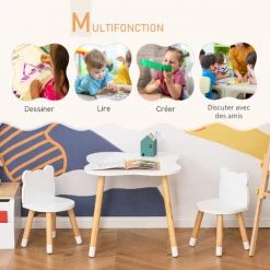 HOMCOM Ensemble Table Et Chaises Enfant Design Scandinave Motif Ourson Bois Pin MDF Blanc 10 HOMCOM Ensemble Table Et Chaises Enfant Design Scandinave Motif Ourson Bois Pin MDF Blanc -France HOMCOM Soldes 2022 38926800 4