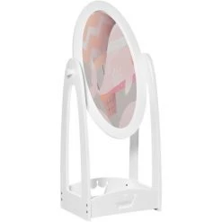 HOMCOM Miroir à Pied Inclinaison Réglable - Miroir Enfant - Design Couronne - étagère De Rangement - Dim. 40L X 30l X 104H Cm - MDF Blanc