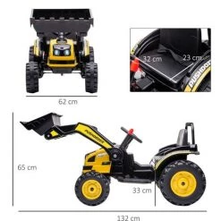 HOMCOM Tracteur électrique Enfant - Tractopelle Enfants 6V - V. Max. 2,5 Km/h - Effets Lumineux Sonores - Pelle Manuelle - Métal PP Noir Jaune -France HOMCOM Soldes 2022 38926816 3