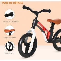 HOMCOM Draisienne Enfant Hauteur Selle Et Guidon Réglable Pneus 12" EVA Acier PP Rouge Noir Blanc 11 HOMCOM Draisienne Enfant Hauteur Selle Et Guidon Réglable Pneus 12" EVA Acier PP Rouge Noir Blanc -France HOMCOM Soldes 2022 38926824 5